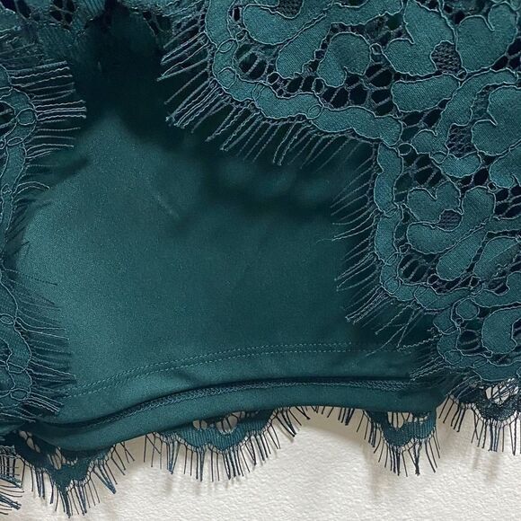 Rafaella‎ Deep Jade Green Lace Scalloped Hem Top w/ Cami | Size Small NWT - Picture 6 of 12